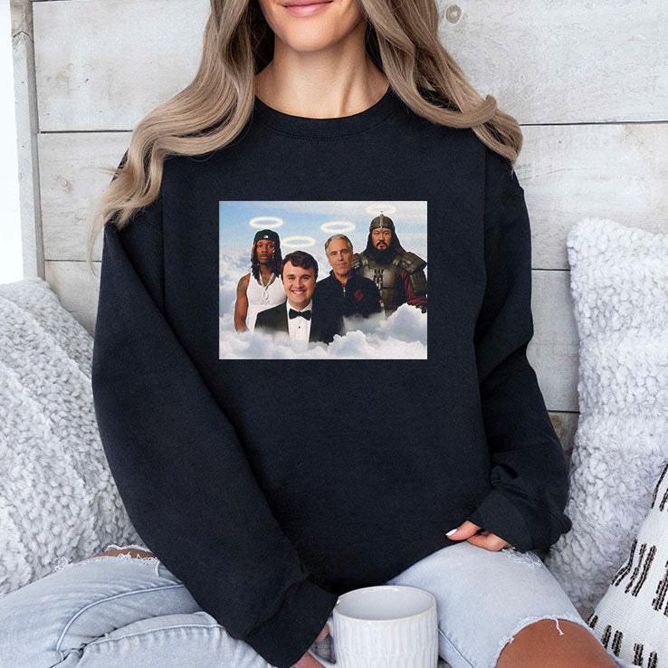 Legends in Heaven Heavy King Von Charlie Kirk Genghis Khan Jeffrey Epstein T Shirt Unisex