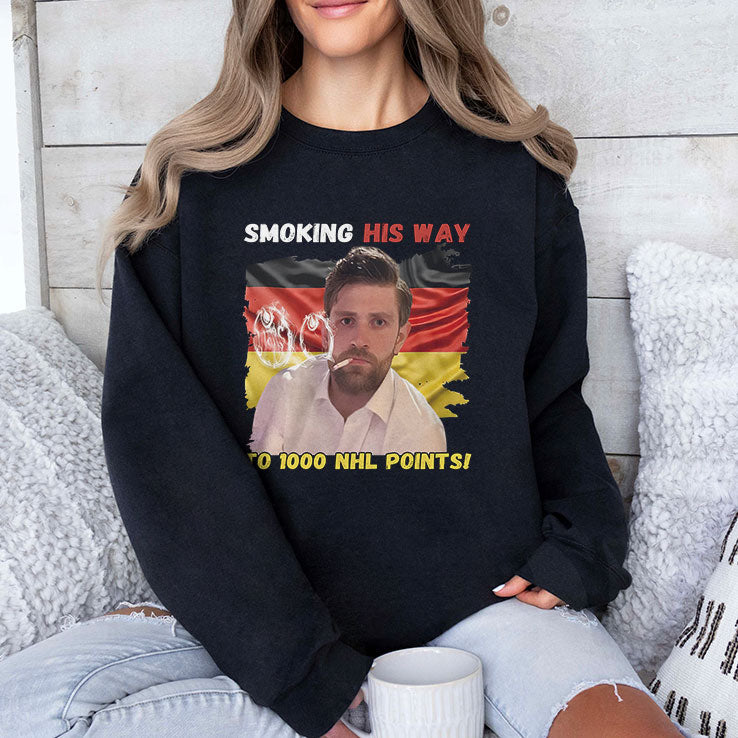 Leon Draisaitl Smoking His Way To NHL 1000 Points Shirt Unisex