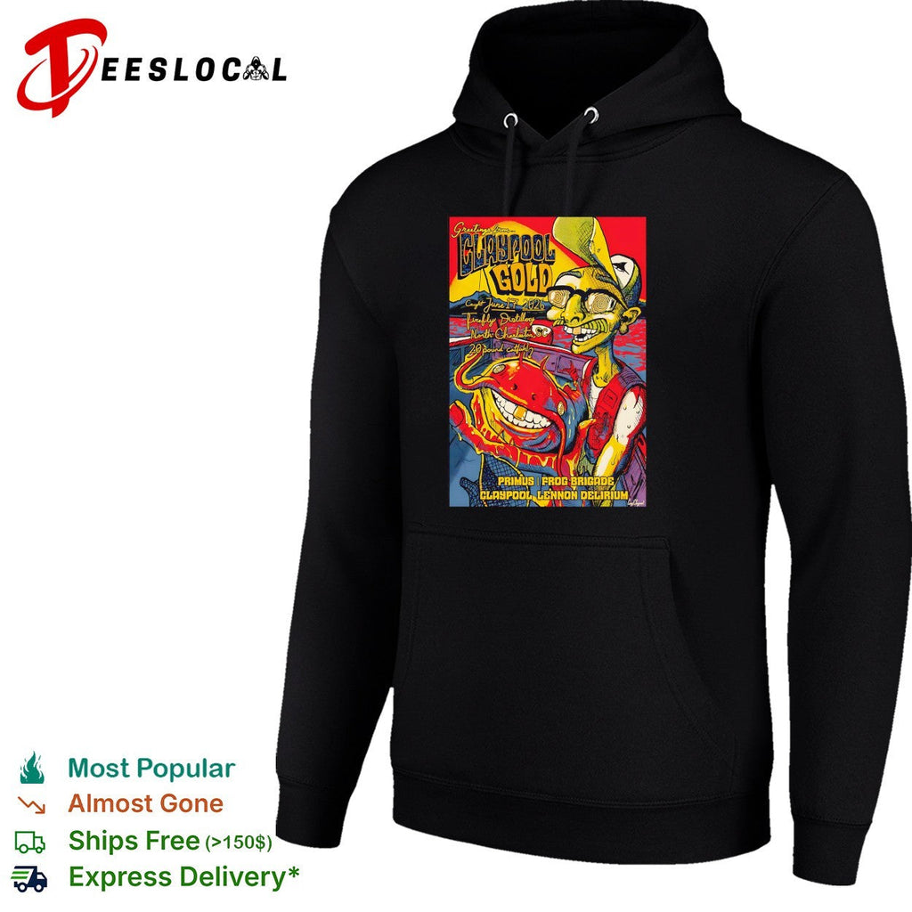 Les Claypool Primus Frog Brigade Lennon Delirium Greetings from Claypool Gold shirt Unisex