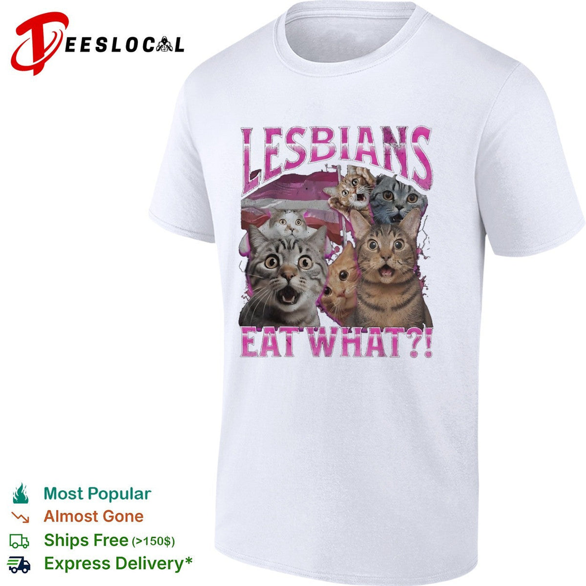 Lesbians eat what funny cat meme shirt Unisex