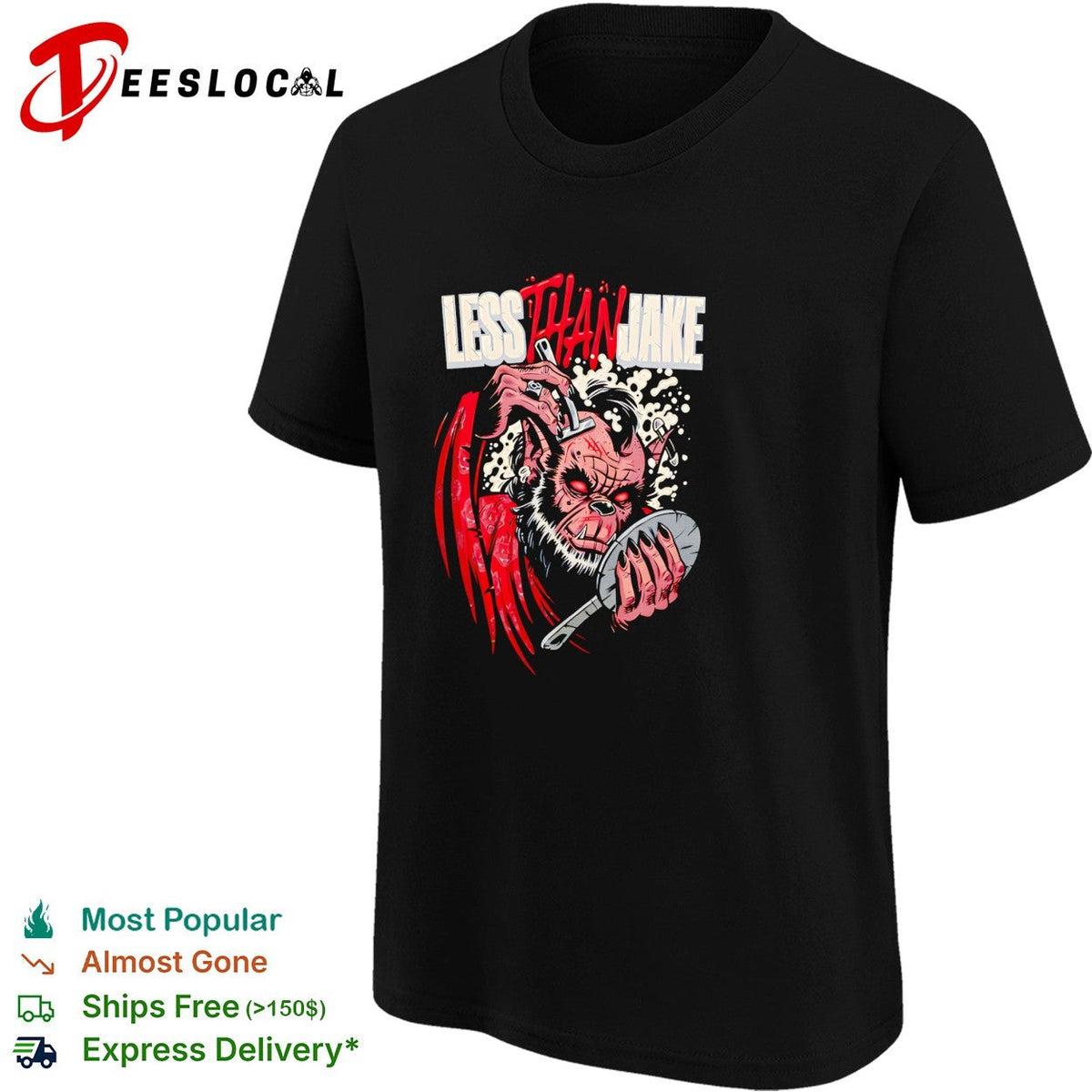 Less Than Jake monkey demon horror band art shirt Unisex