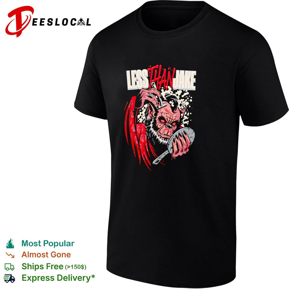 Less Than Jake monkey demon horror band art shirt Unisex