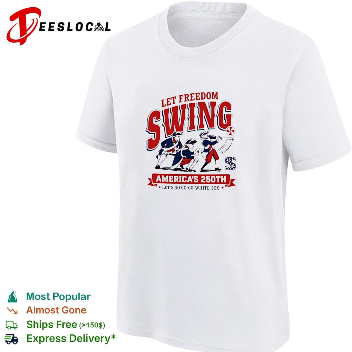 Let freedom swing colonial baseball players America’s 250th banner poster shirt Unisex