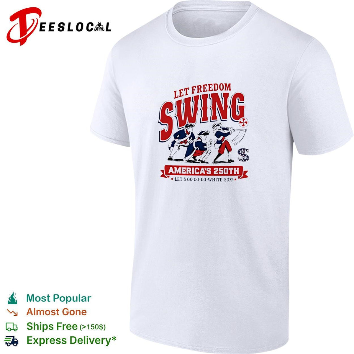 Let freedom swing colonial baseball players America’s 250th banner poster shirt Unisex