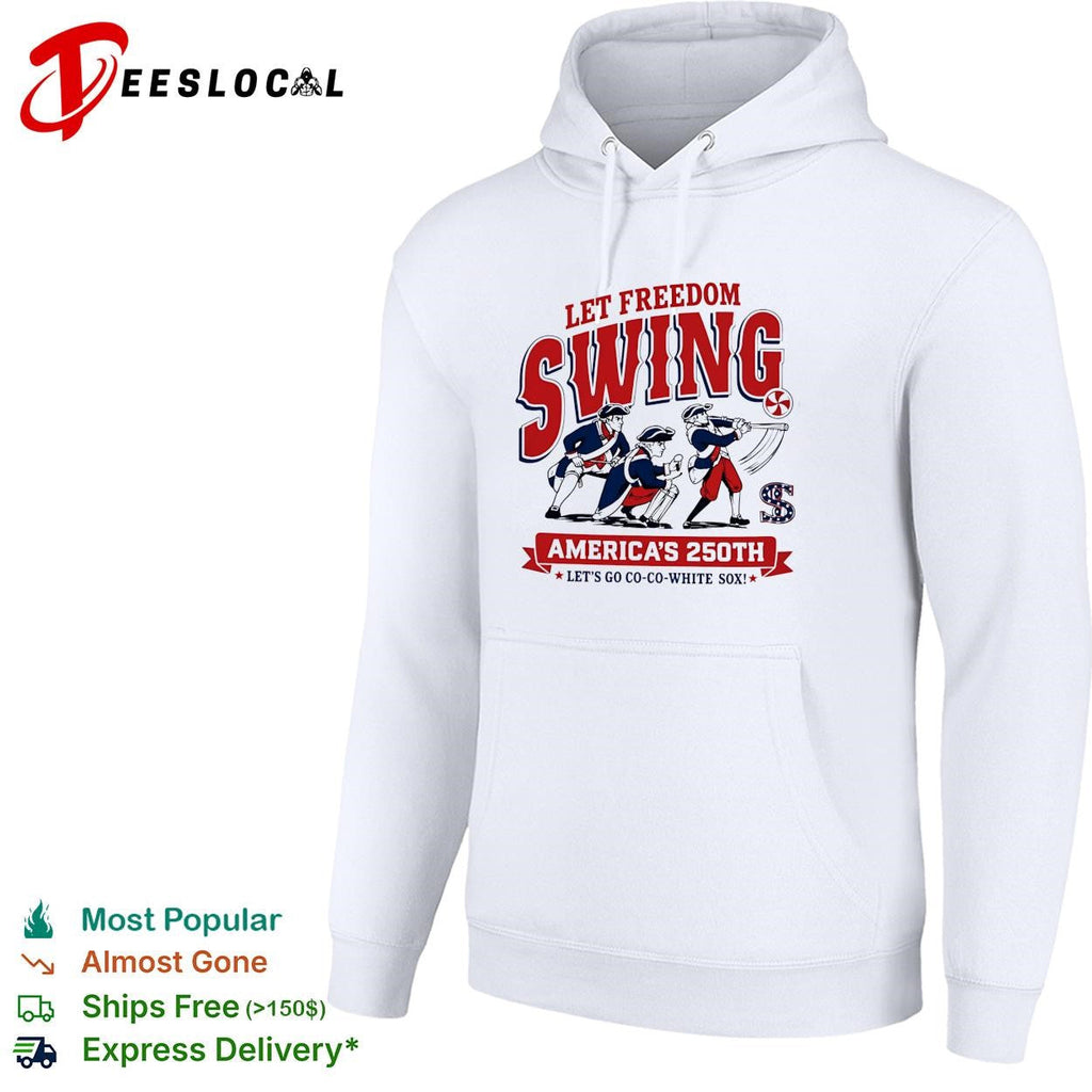 Let freedom swing colonial baseball players America’s 250th flag poster shirt Unisex