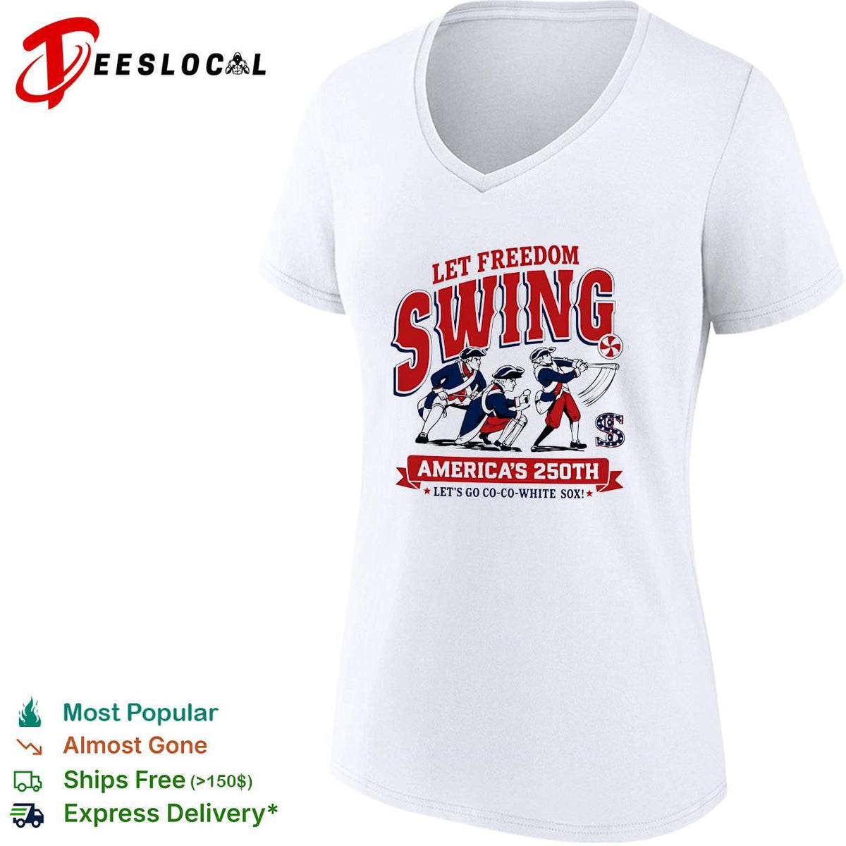 Let freedom swing colonial baseball players America’s 250th flag poster shirt Unisex