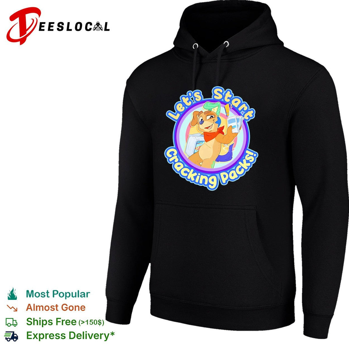 Let is Start Cracking Packs Cartoon Dog Mascot Trading Card Hobby Collectible shirt Unisex