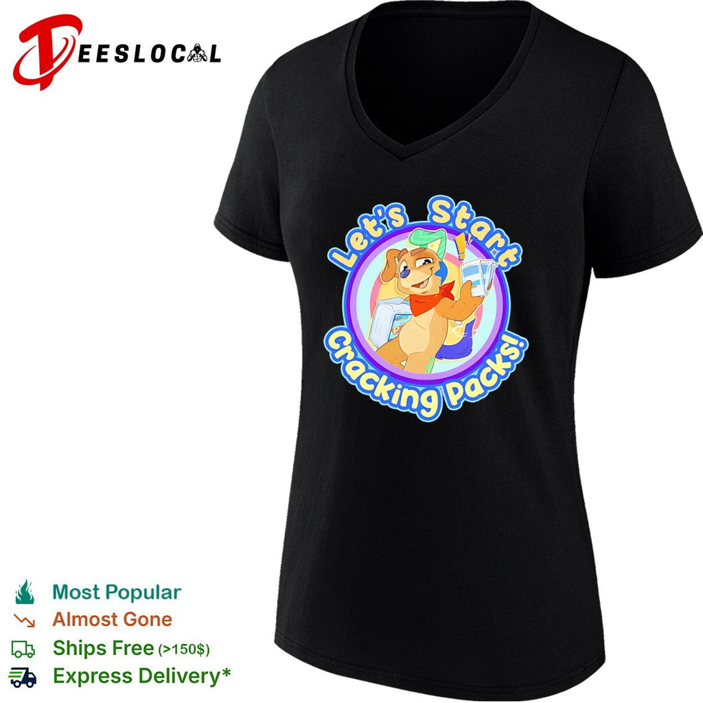 Let is Start Cracking Packs Cartoon Dog Mascot Trading Card Hobby Collectible shirt Unisex