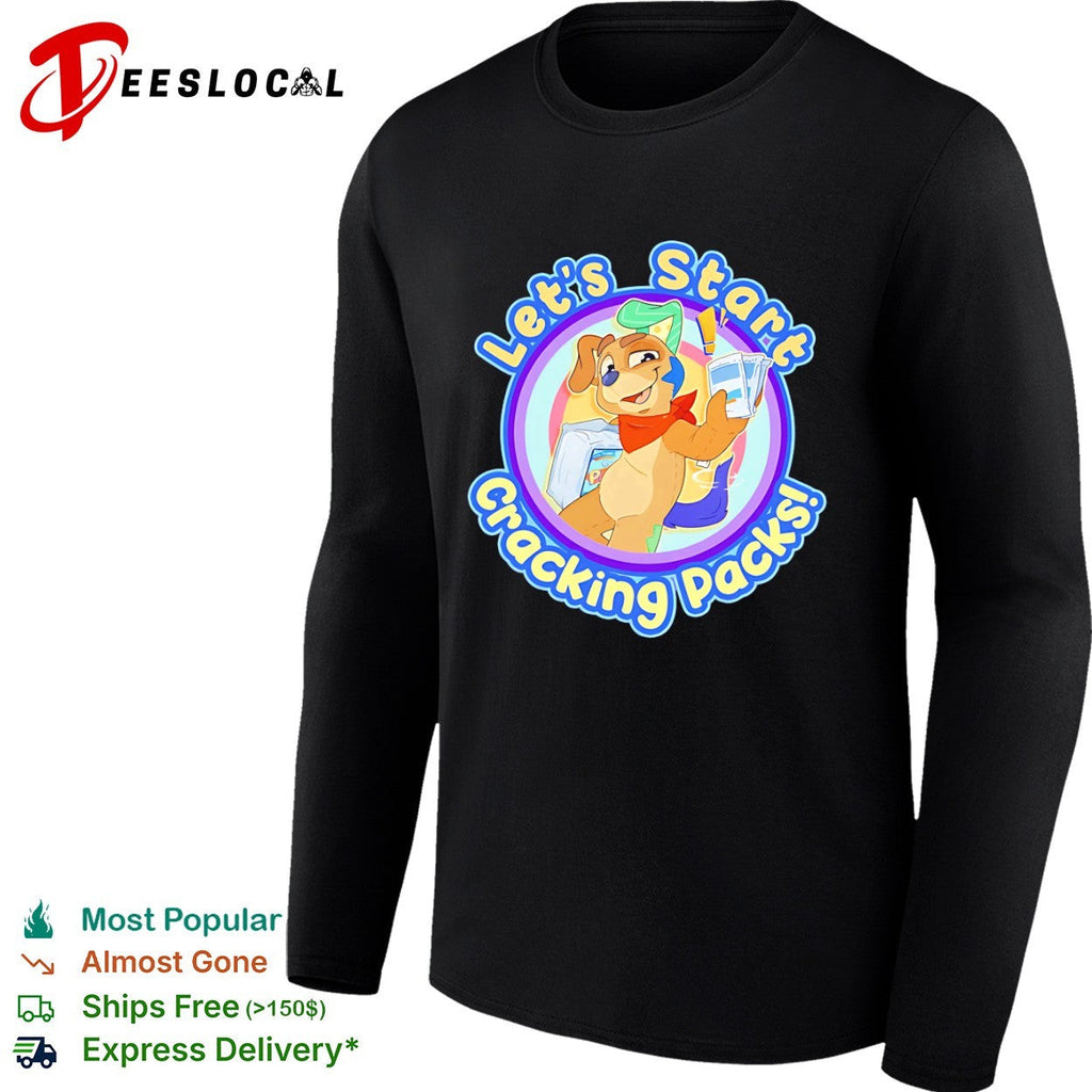 Let is Start Cracking Packs Cartoon Dog Mascot Trading Card Hobby Collectible shirt Unisex