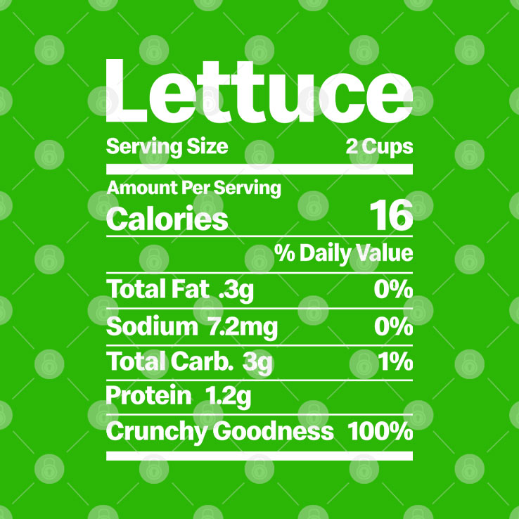 Lettuce Costume Nutrition Facts T Shirt Unisex