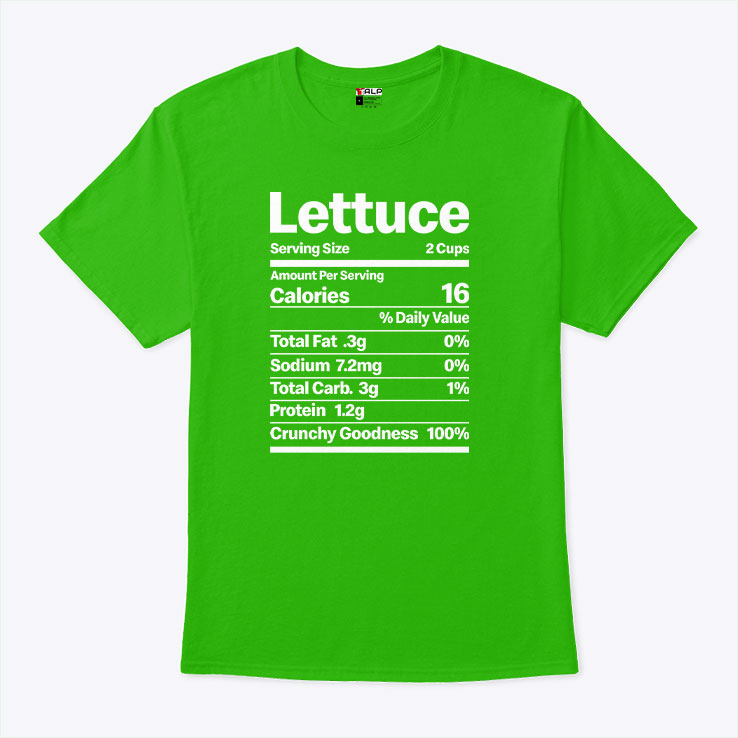 Lettuce Costume Nutrition Facts T Shirt Unisex