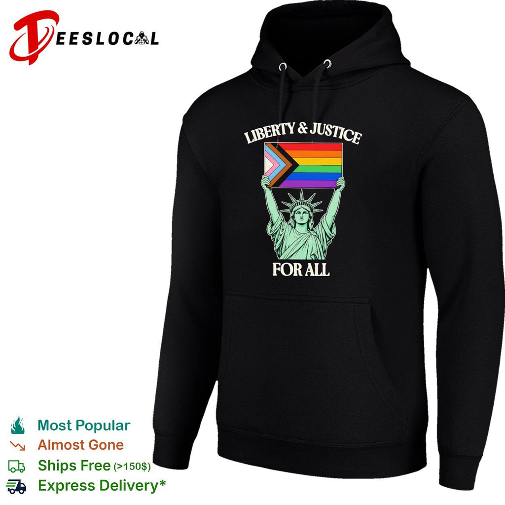 Liberty and Justice for All Statue of Liberty Progress Pride Flag shirt Unisex