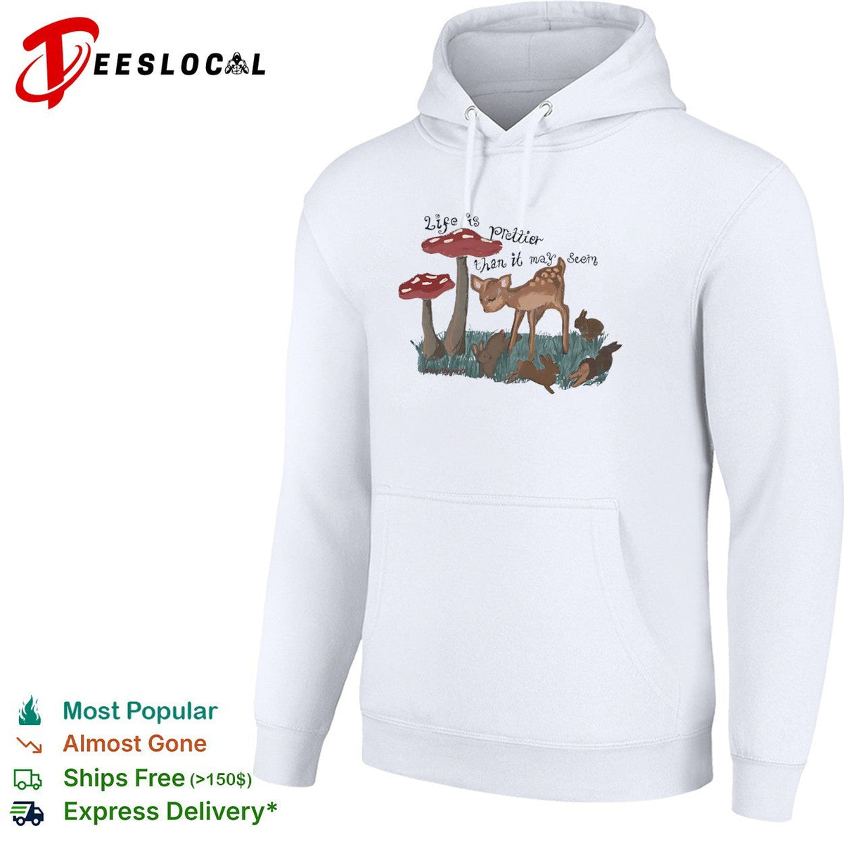 Life is prettier than it may seem fawn and rabbits nature meadow forest scene shirt Unisex