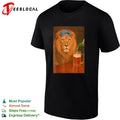 Lion wearing cap beer mug cool bar photo realism shirt Unisex