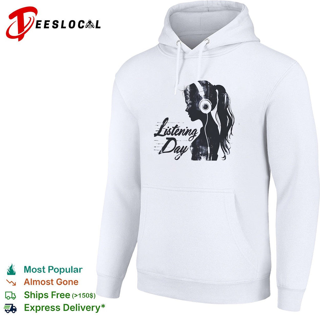 Listening Day silhouette headphones audio music concert abstract shirt Unisex