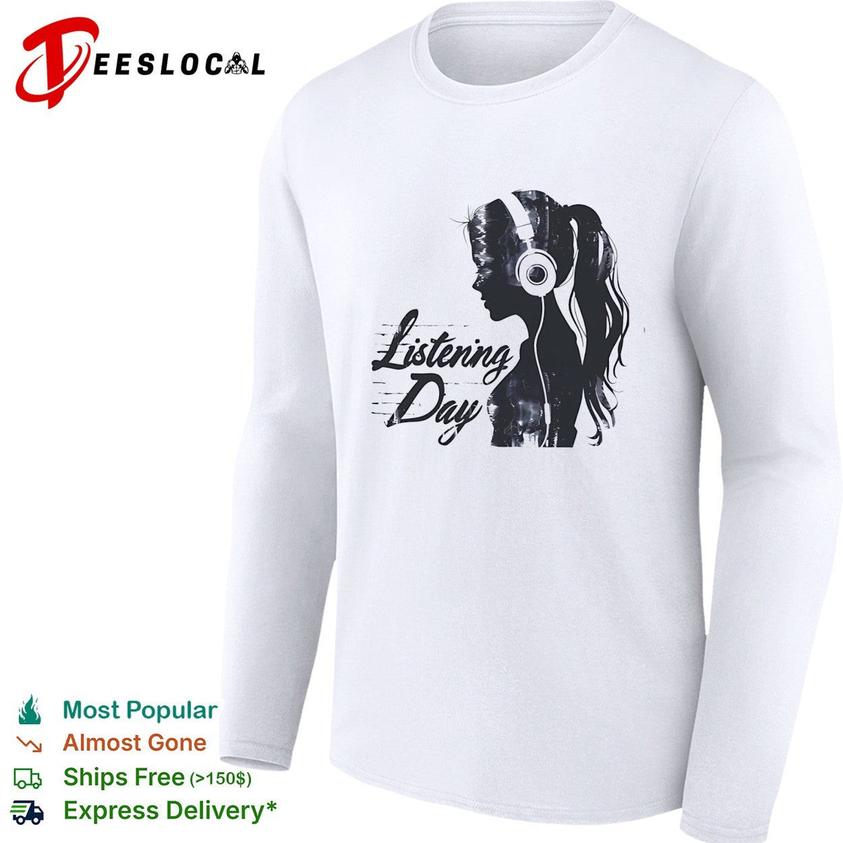 Listening Day silhouette headphones audio music concert abstract shirt Unisex