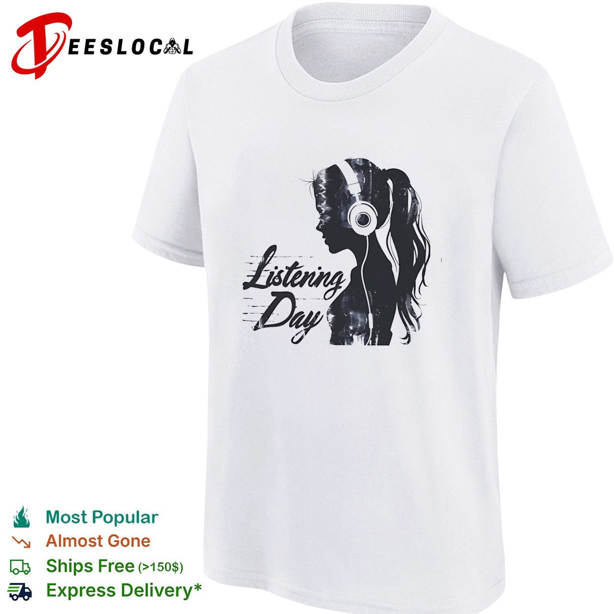 Listening Day silhouette headphones audio music concert abstract shirt Unisex