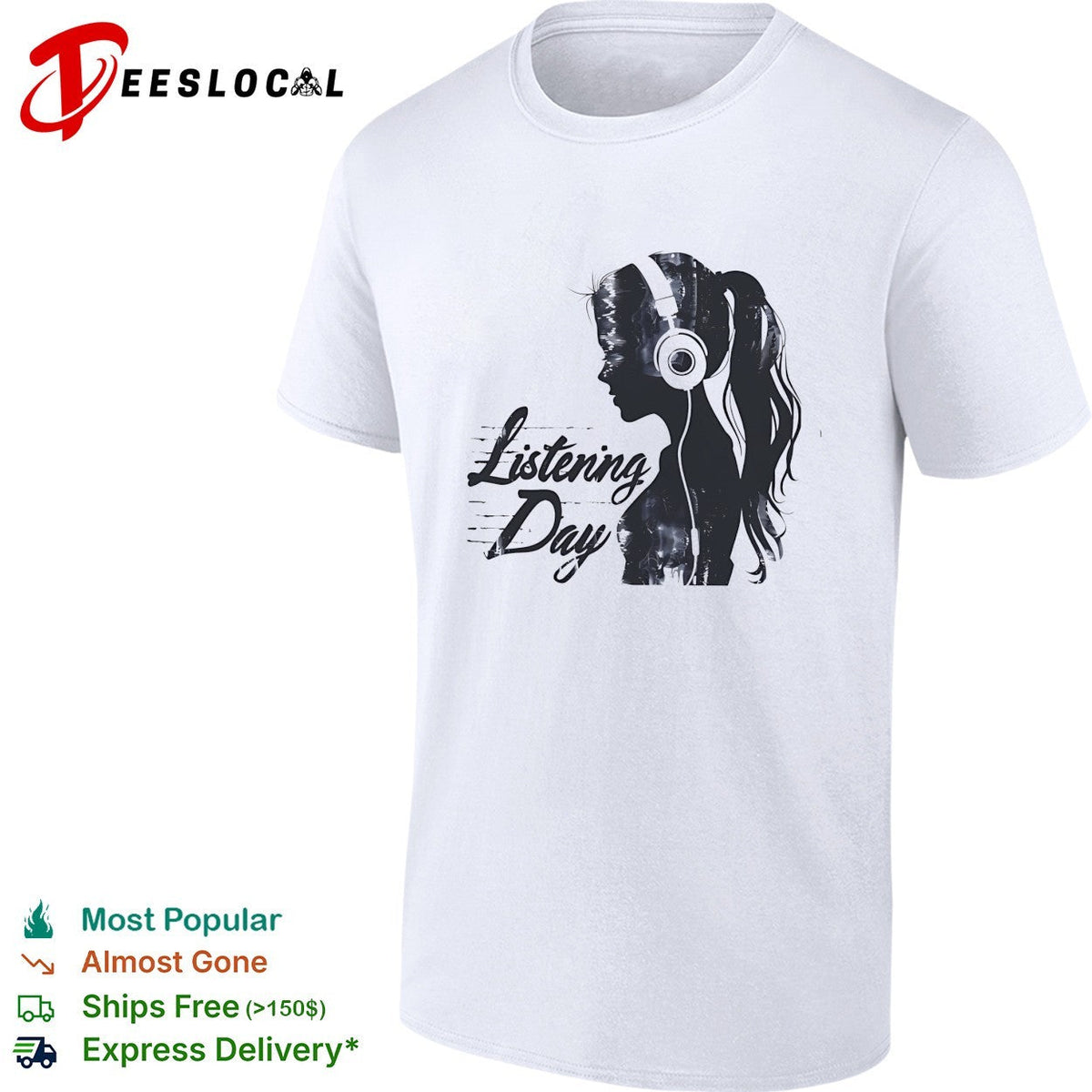 Listening Day silhouette headphones audio music concert abstract shirt Unisex