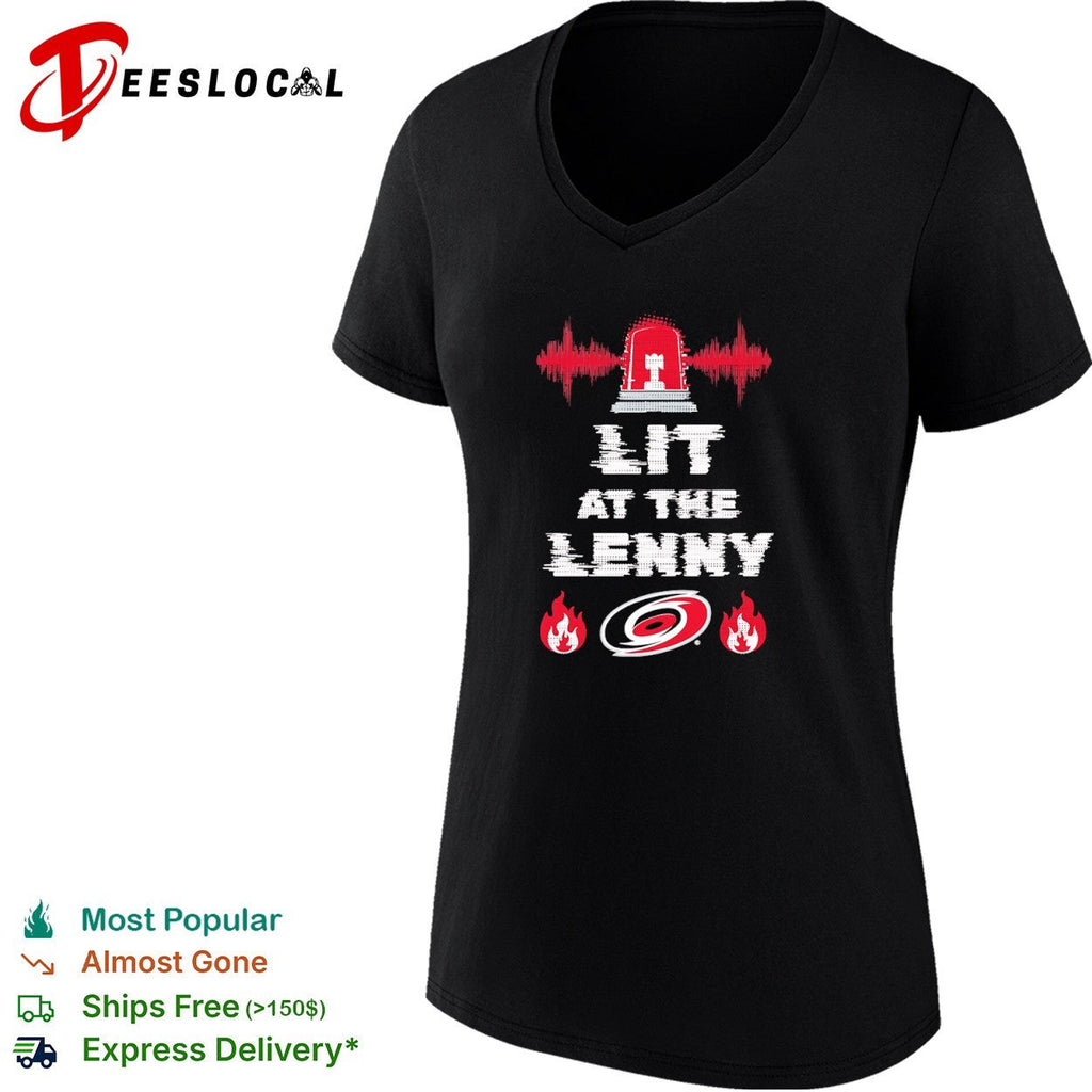 Lit at the Lenny Carolina Hurricanes NHL Hockey Emergency Siren Logo Fire shirt Unisex
