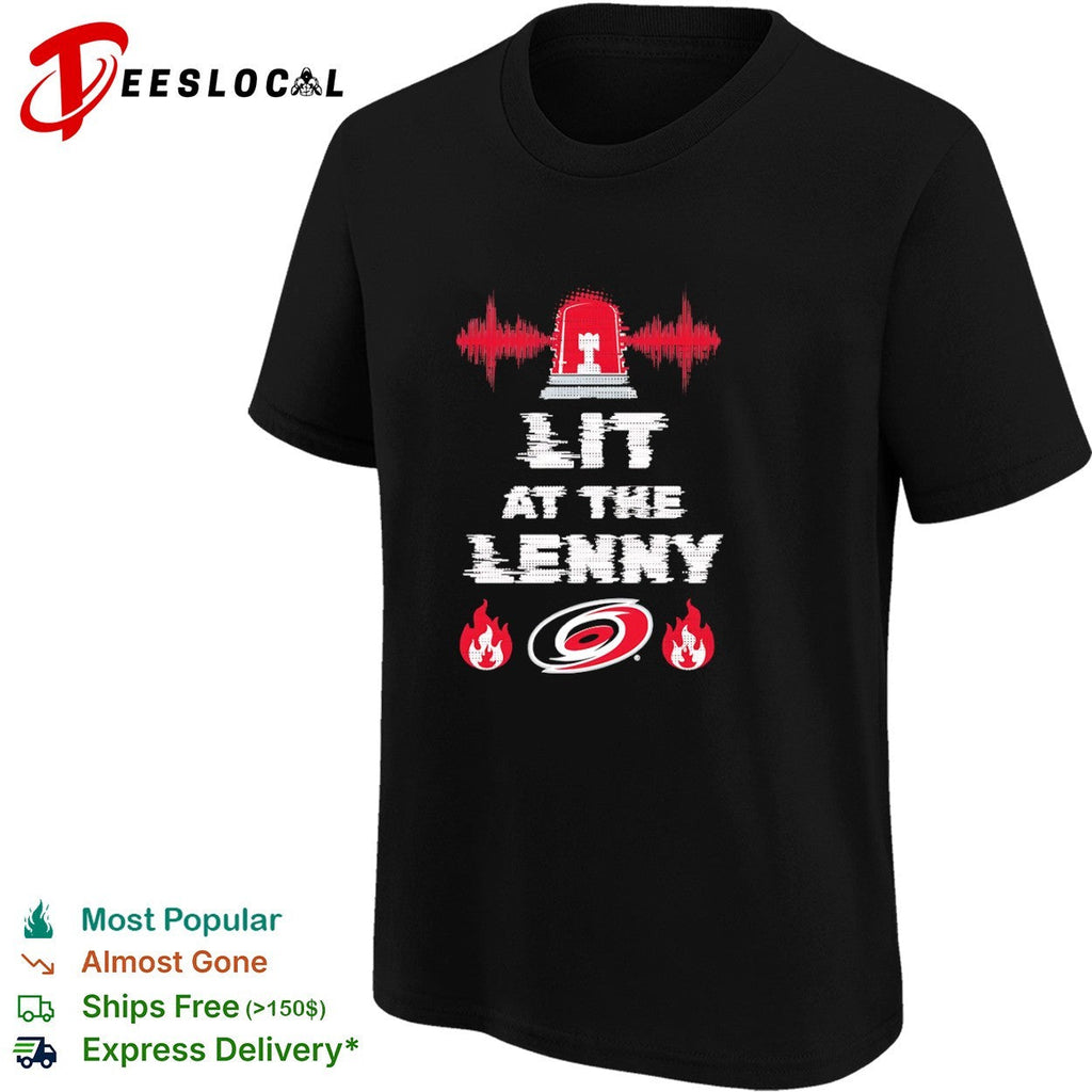 Lit at the Lenny Carolina Hurricanes NHL Hockey Emergency Siren Logo Fire shirt Unisex