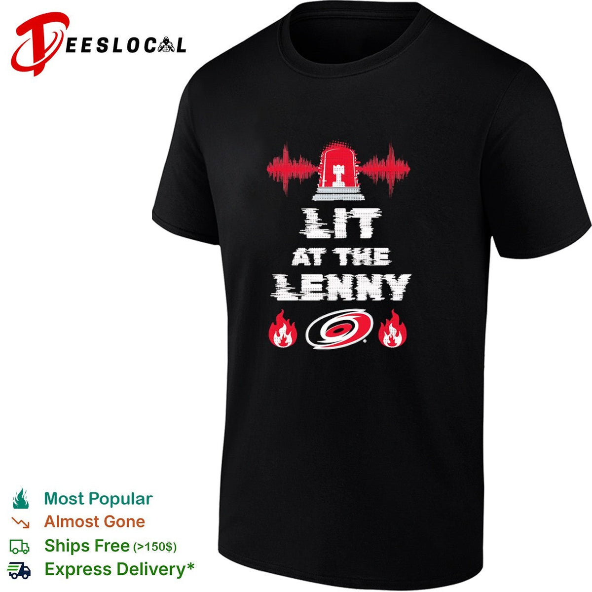 Lit at the Lenny Carolina Hurricanes NHL Hockey Emergency Siren Logo Fire shirt Unisex