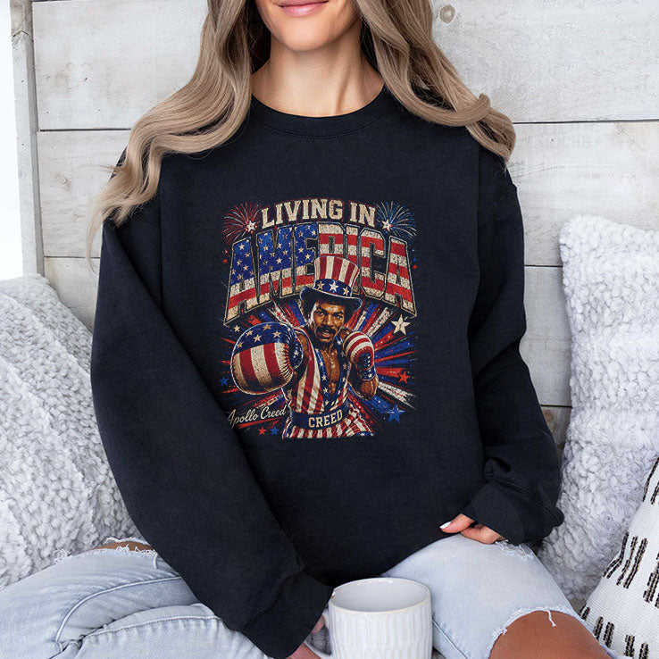 Living In America Rocky Apollo Creed 4th Of July T Shirt Unisex
