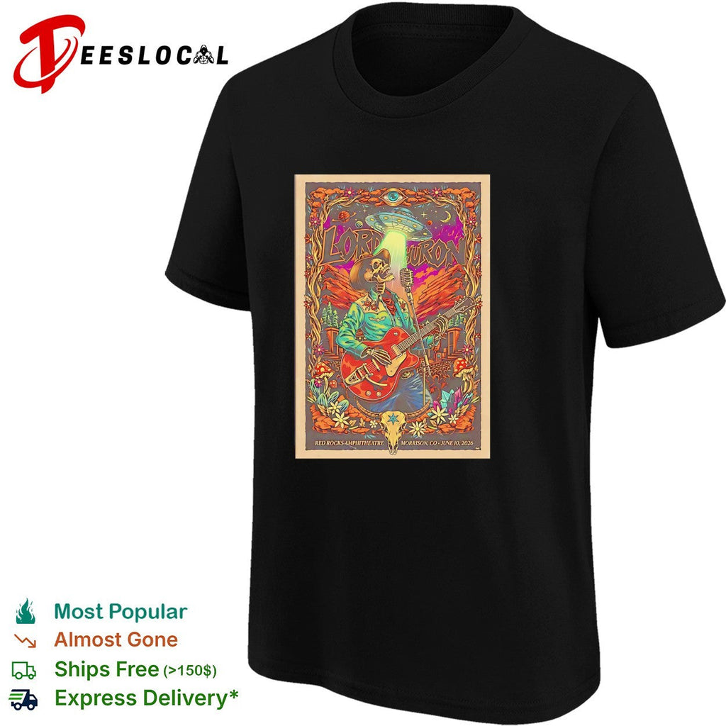 Lord Huron skeleton guitarist Red Rocks Morrison CO June 30 2026 concert poster shirt Unisex