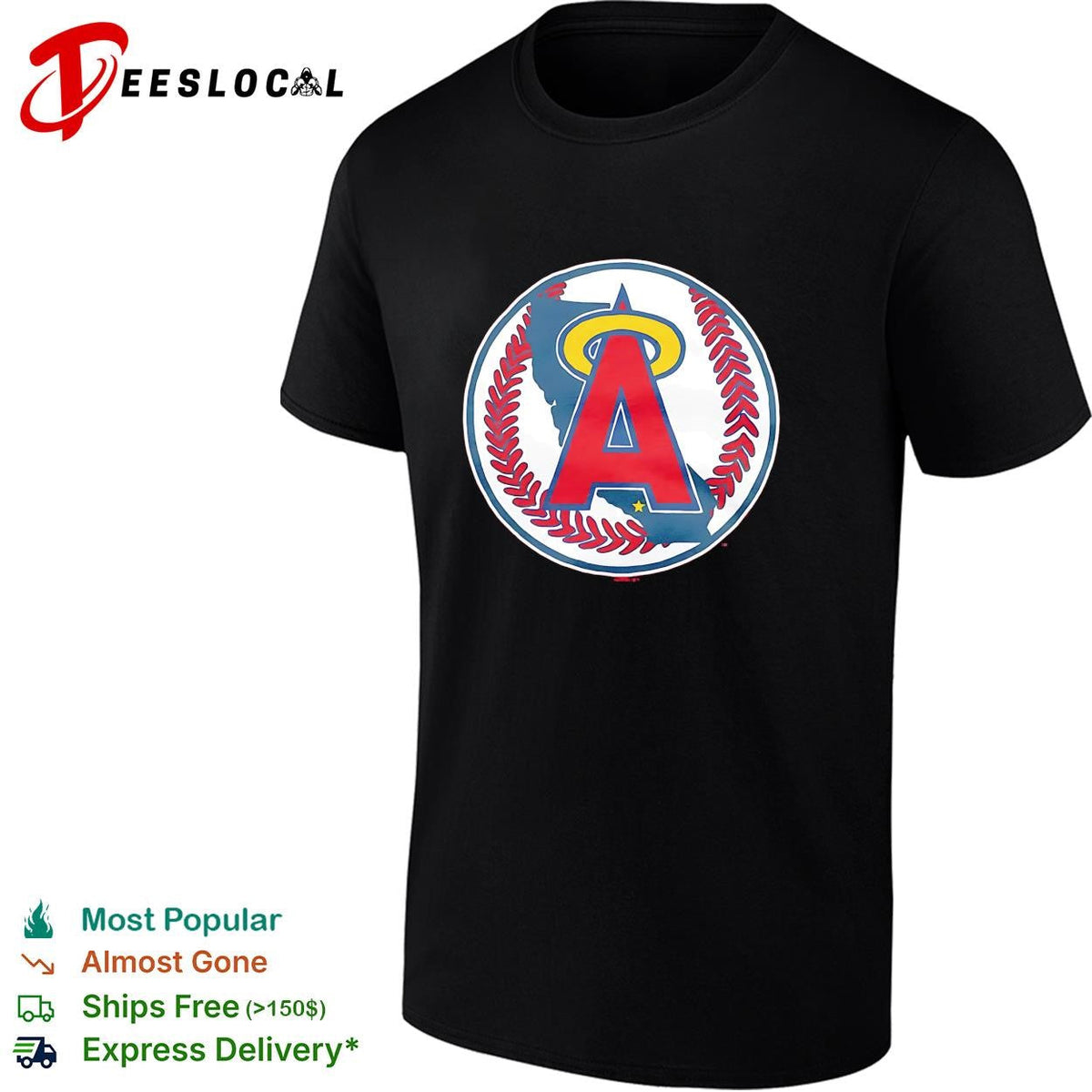 Los Angeles Angels classic halo A circle baseball logo shirt Unisex