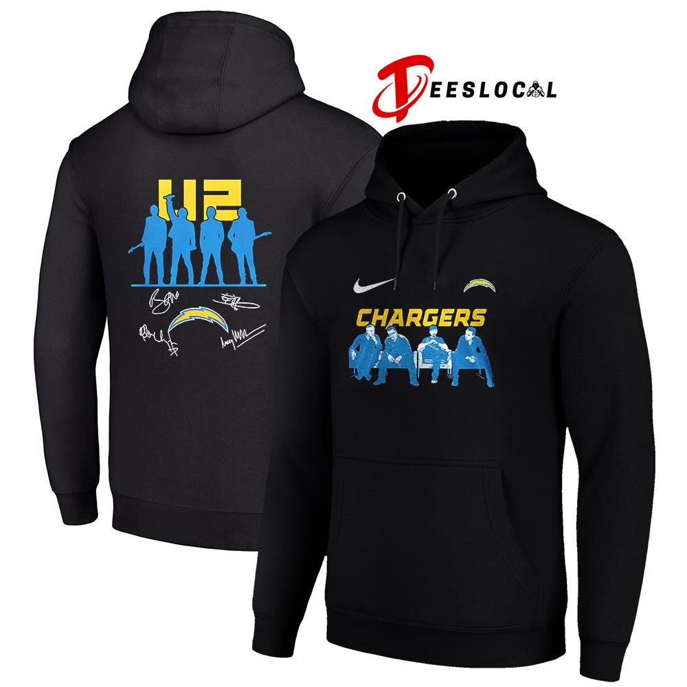 Los Angeles Chargers x U2 band signature silhouette shirt Unisex