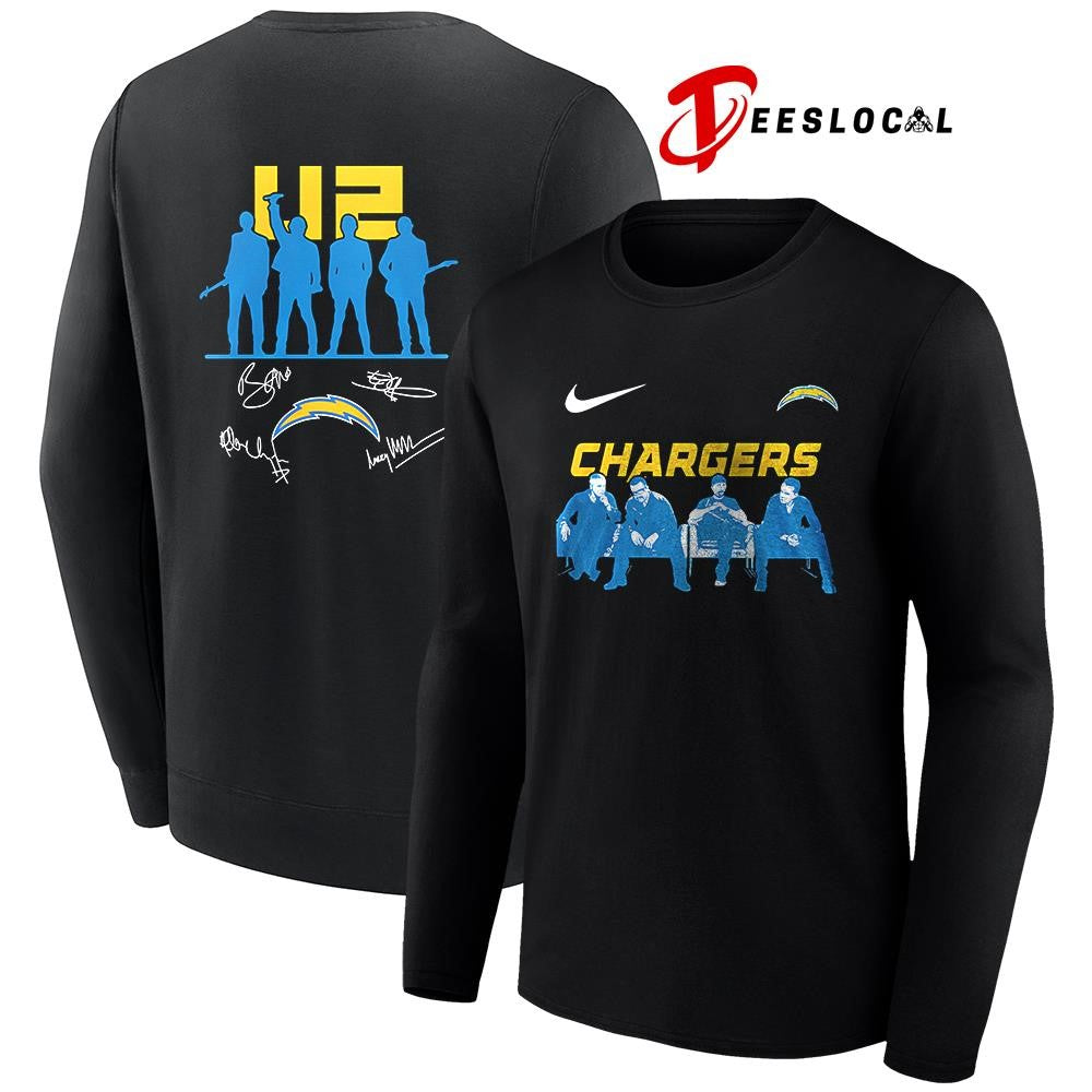 Los Angeles Chargers x U2 band signature silhouette shirt Unisex