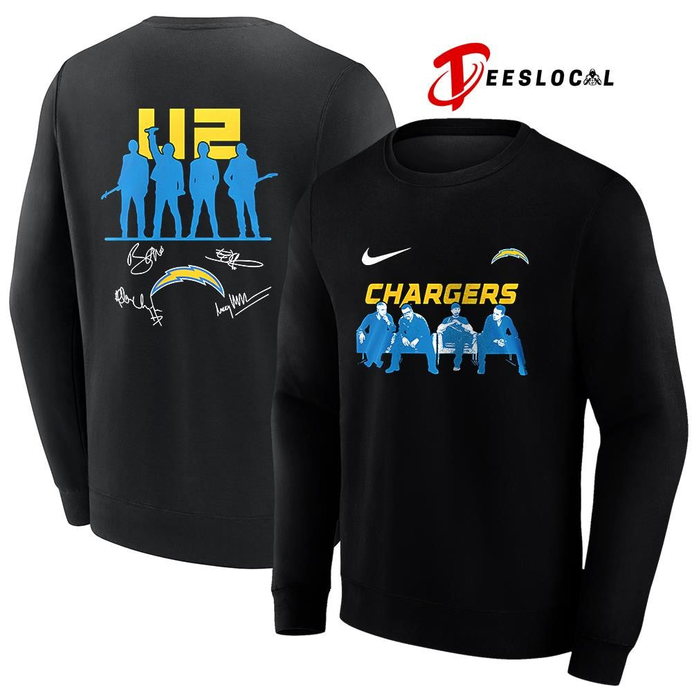 Los Angeles Chargers x U2 band signature silhouette shirt Unisex