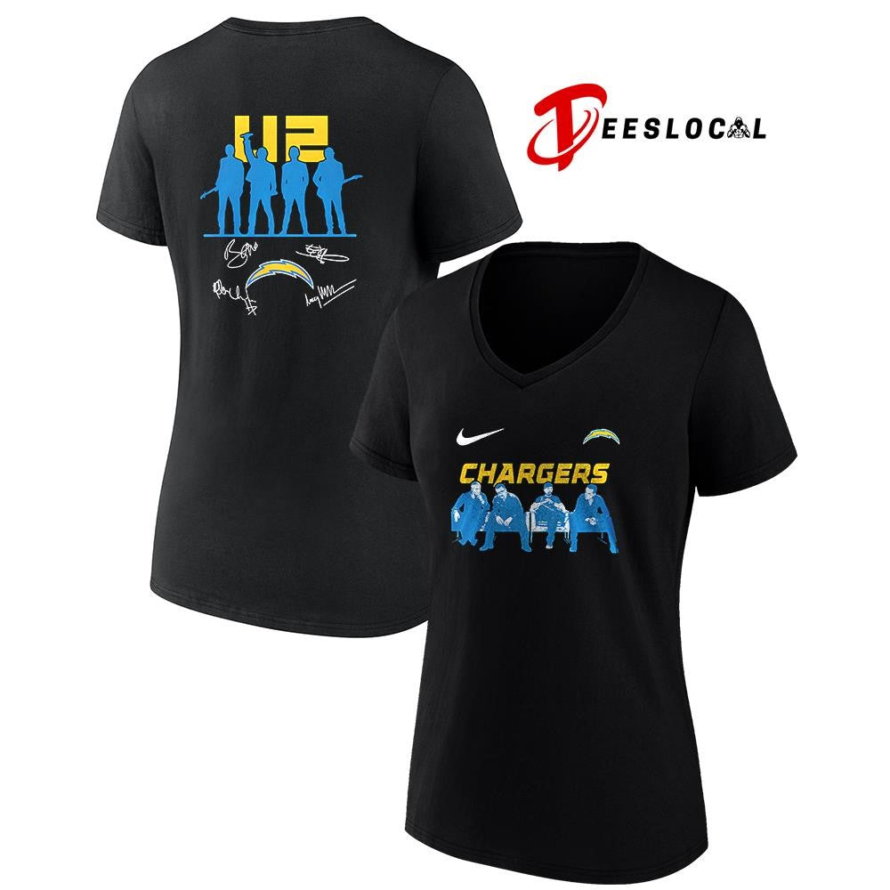 Los Angeles Chargers x U2 band signature silhouette shirt Unisex