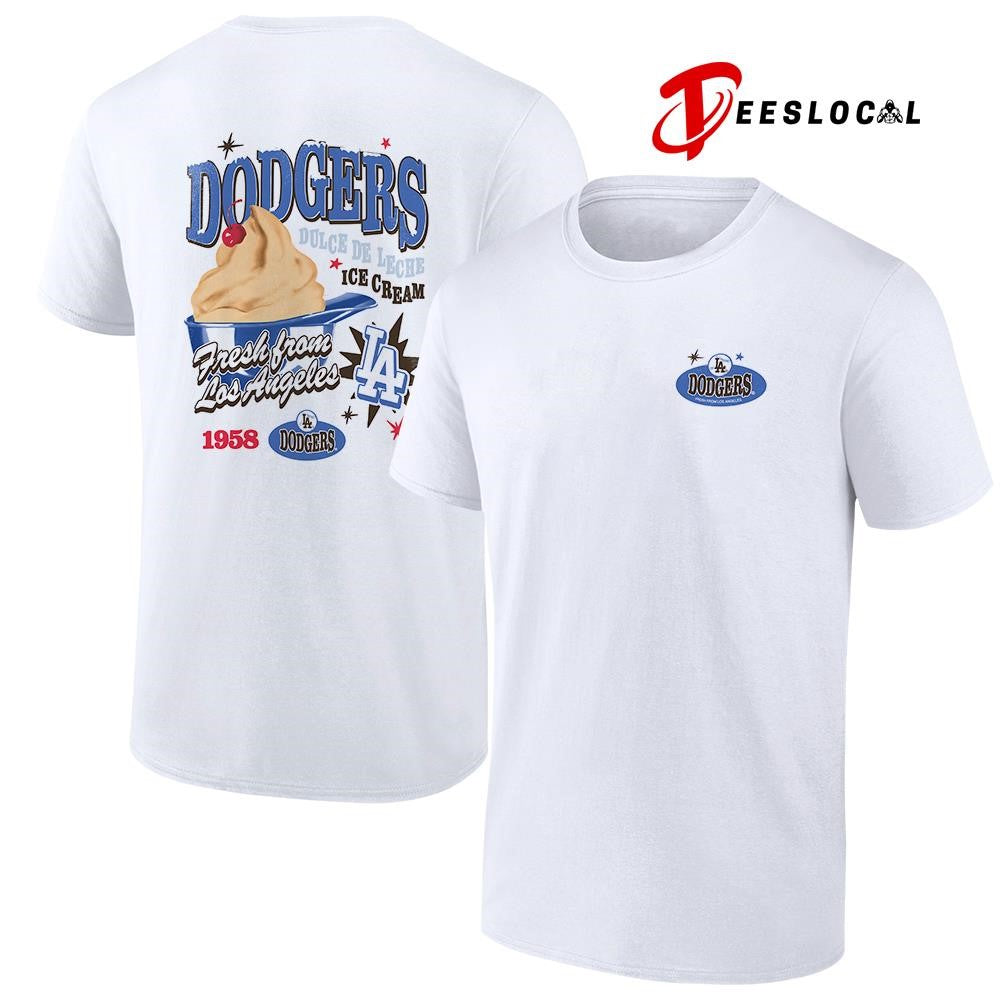 Los Angeles Dodgers ’47 ice cream Parlor foundation dulce de leche 2 sided graphic shirt Unisex