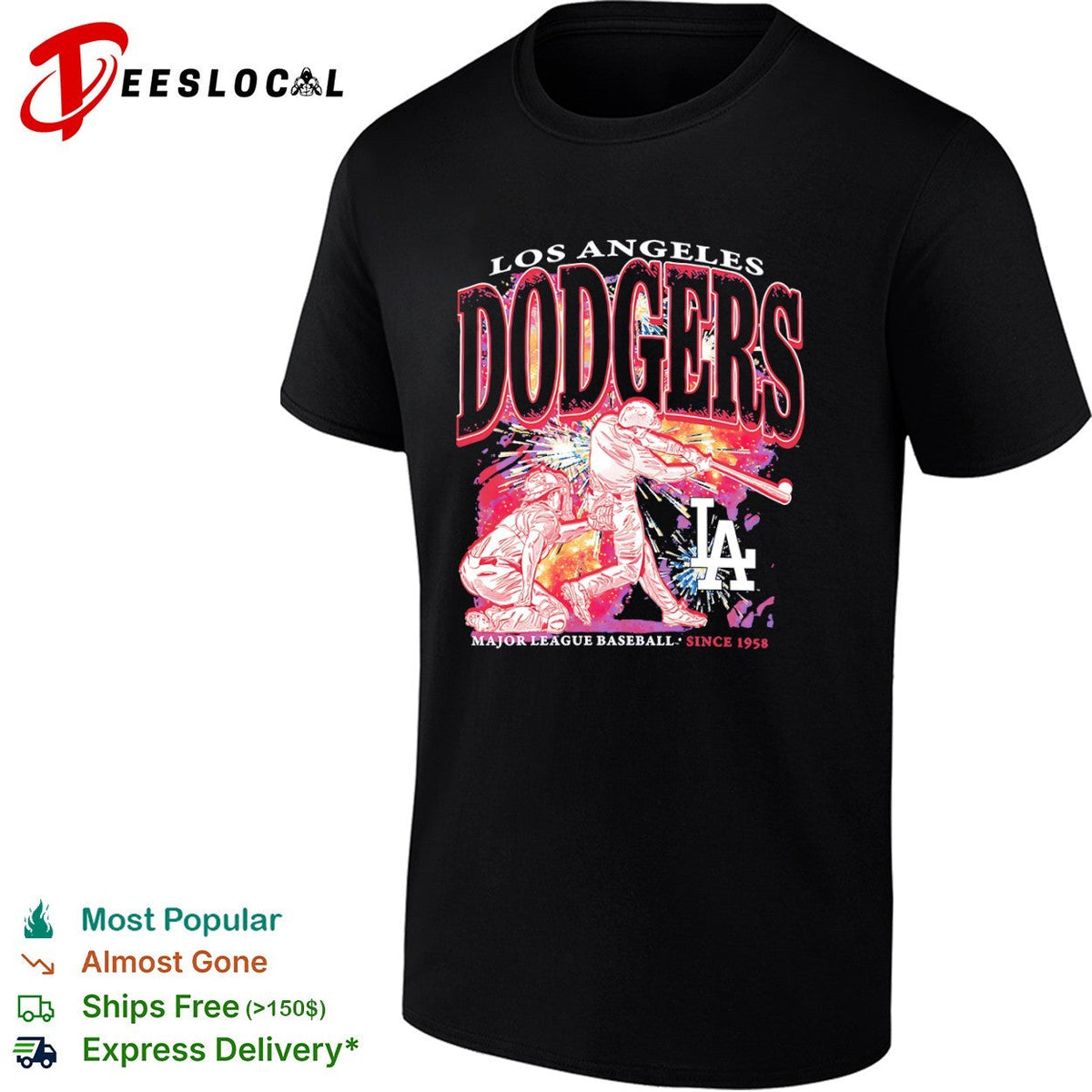Los Angeles Dodgers swinging batter Major League Baseball since 1958 shirt Unisex