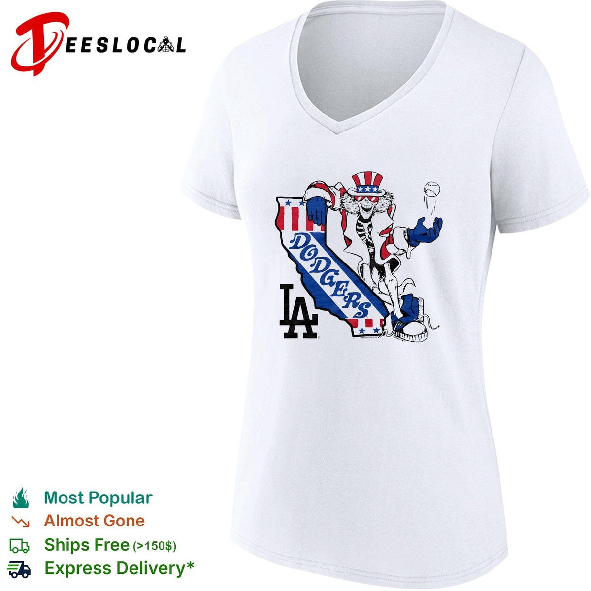 Los Angeles Dodgers x Grateful Dead Uncle Sam graphic shirt Unisex