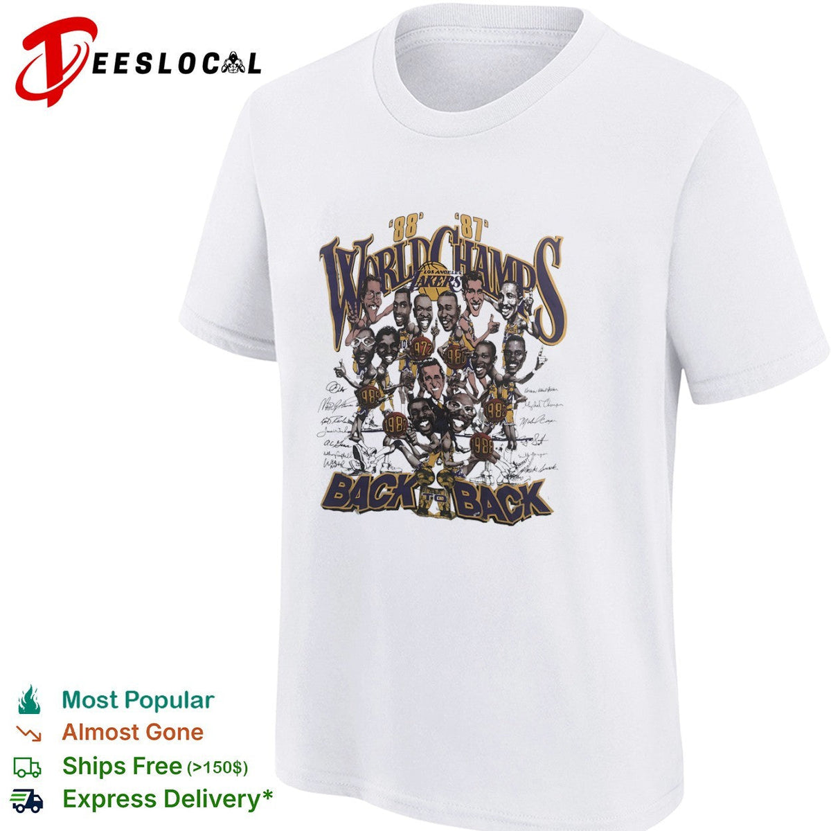 Los Angeles Lakers 1988 1987 World Champs Back to Back NBA signatures shirt Unisex