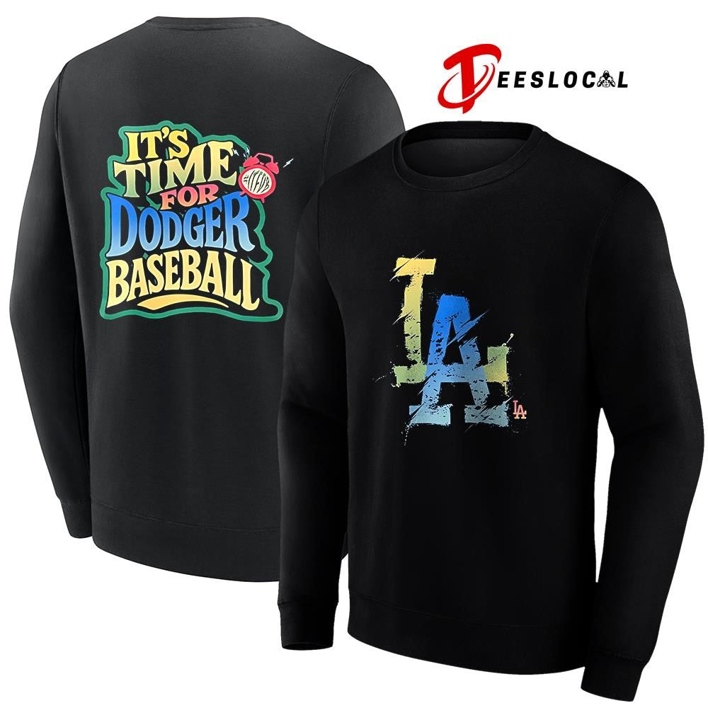LosAngelesDodgersit’stimeforDodgersbaseballcolorfullogoshirt Unisex