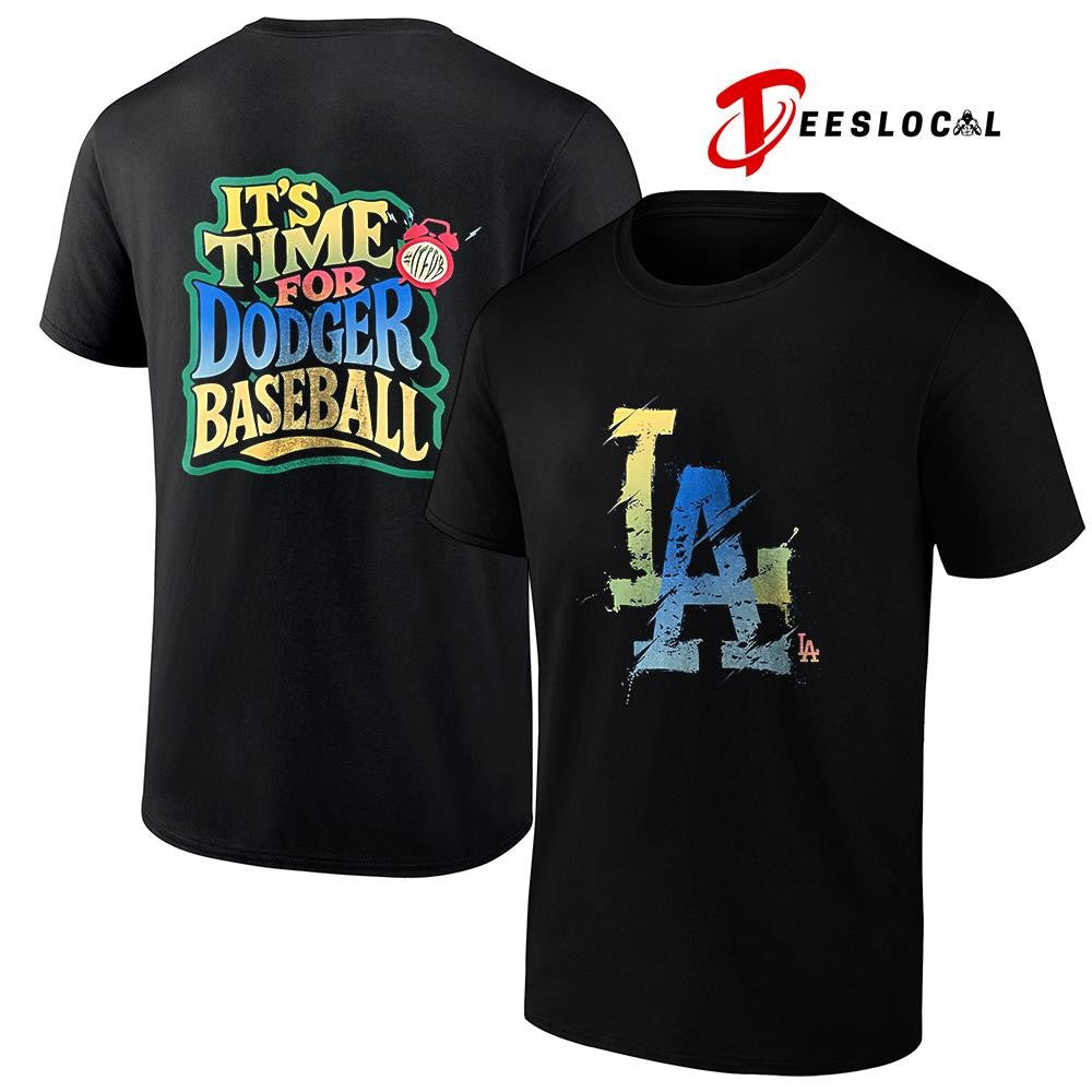 LosAngelesDodgersit’stimeforDodgersbaseballcolorfullogoshirt Unisex