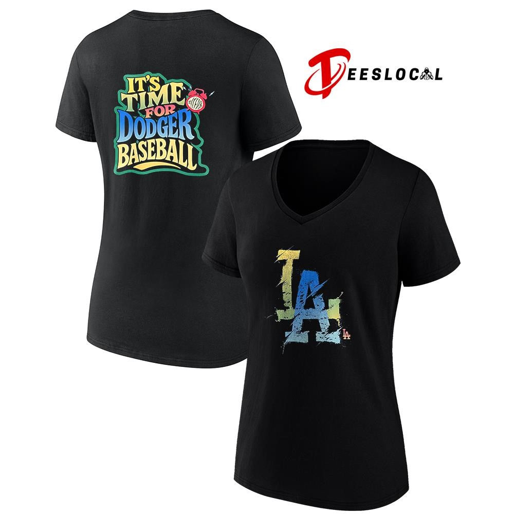 LosAngelesDodgersit’stimeforDodgersbaseballcolorfullogoshirt Unisex
