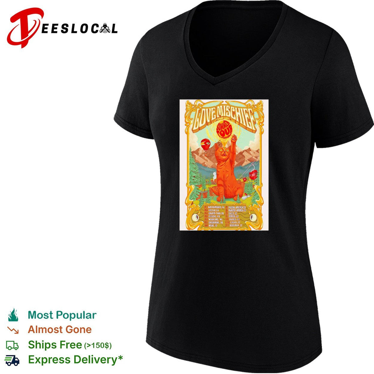 Love Mischief Summer Tour 2024 Cat Mountain Concert Poster Art Schedule shirt Unisex