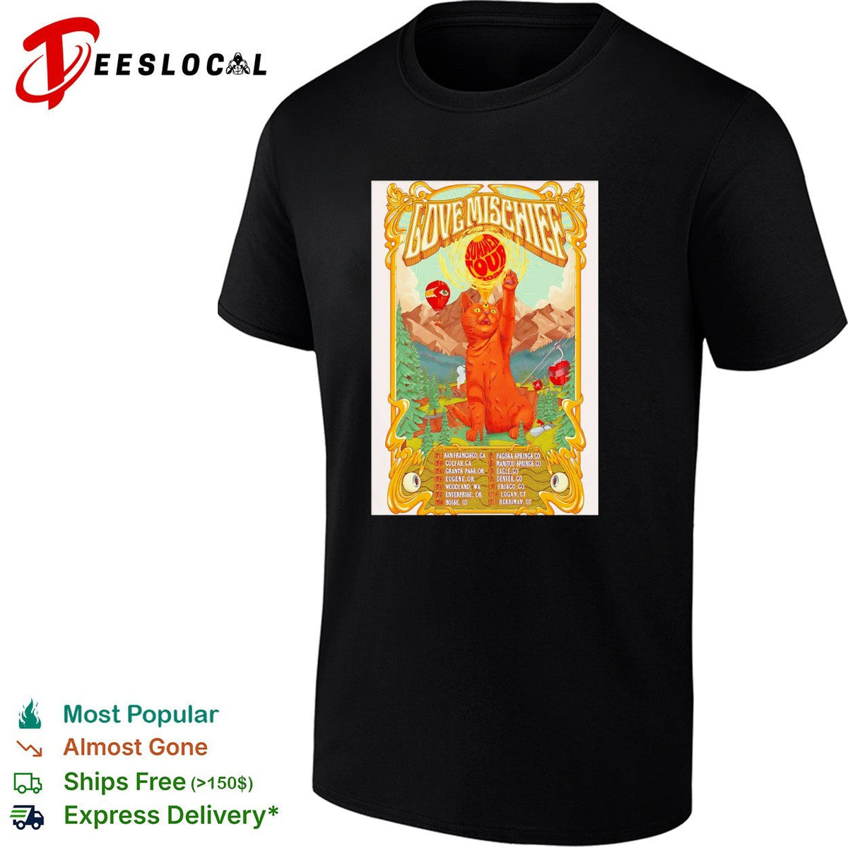 Love Mischief Summer Tour 2024 Cat Mountain Concert Poster Art Schedule shirt Unisex