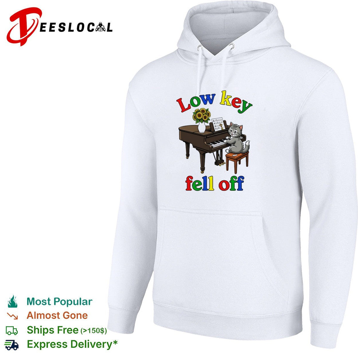 Low key fell off cat playing piano shirt Unisex