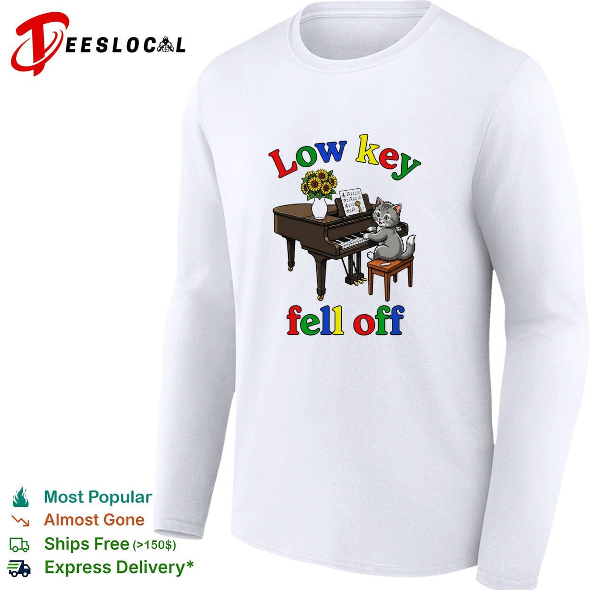 Low key fell off cat playing piano shirt Unisex