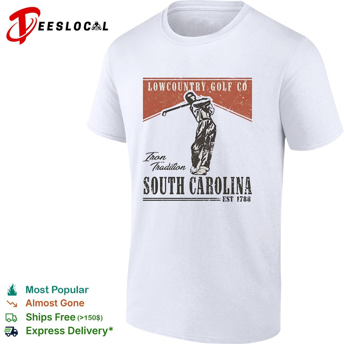 Lowcountry Golf Co Iron Tradition South Carolina est 1788 golf sport shirt Unisex