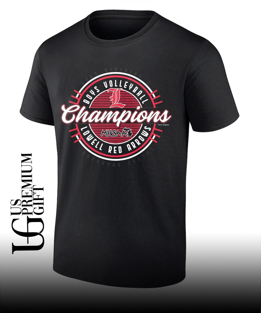 Lowell Red Arrows 2026 MHSAA Boys Volleyball Division 2 Champions shirt Unisex