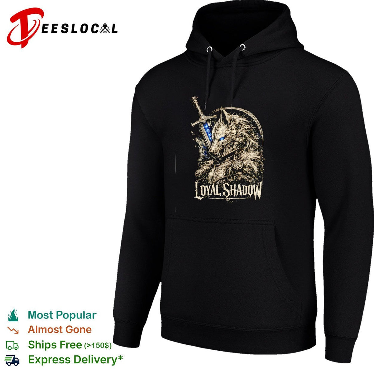 Loyal shadow wolf sword shield fantasy crest art shirt Unisex