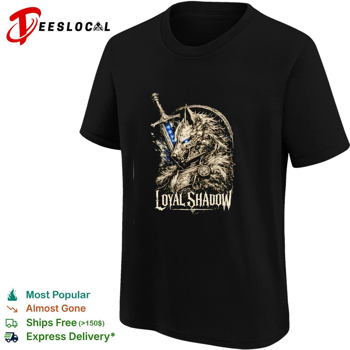 Loyal shadow wolf sword shield fantasy crest art shirt Unisex