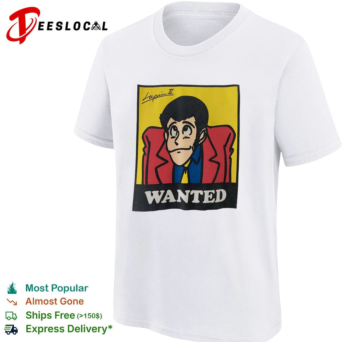 Lupin III Wanted by Esso Anime Manga Character Pop Culture shirt Unisex