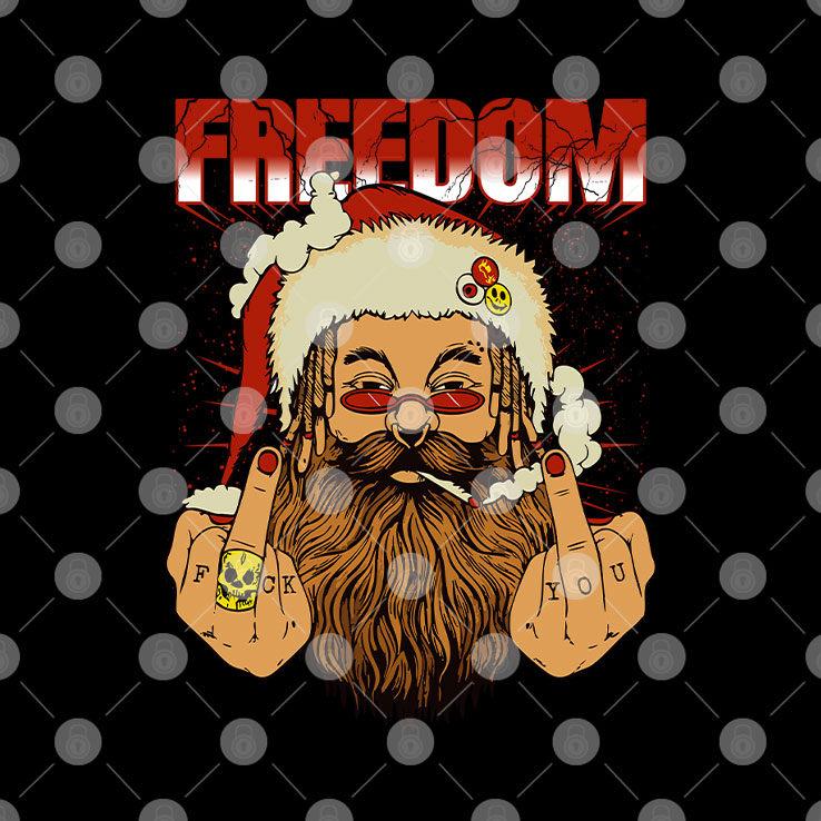 Freedom Defiant Santa Claus Middle Finger Christmas T Shirt Unisex