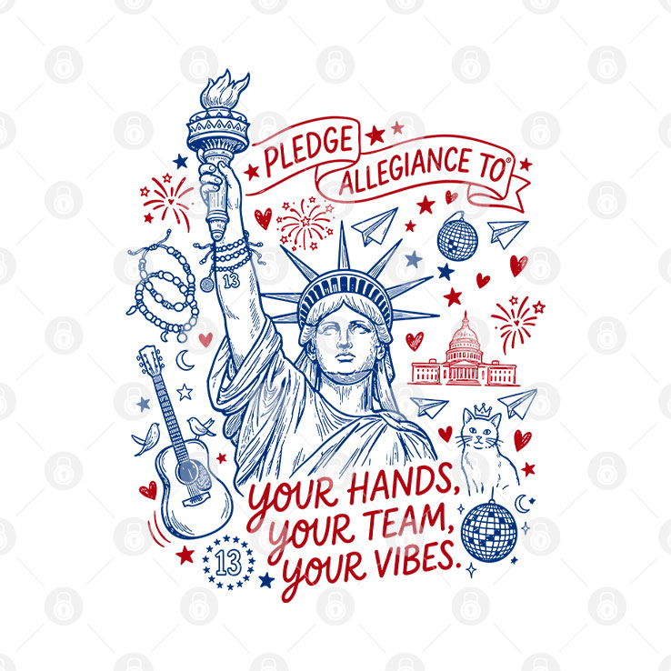 Statue Of Liberty Pledge Allegiance To Your Hands Your Team Your Vibes T Shirt Unisex